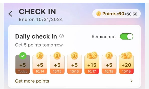 Shein's loyalty program checkin to boost customer engagement