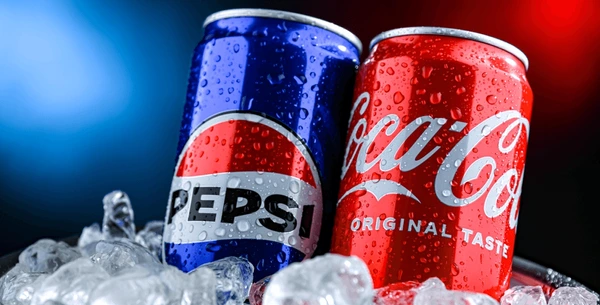A bottle of Pepsi next to a bottle of Coca-cola, showing an example of emotional loyalty
