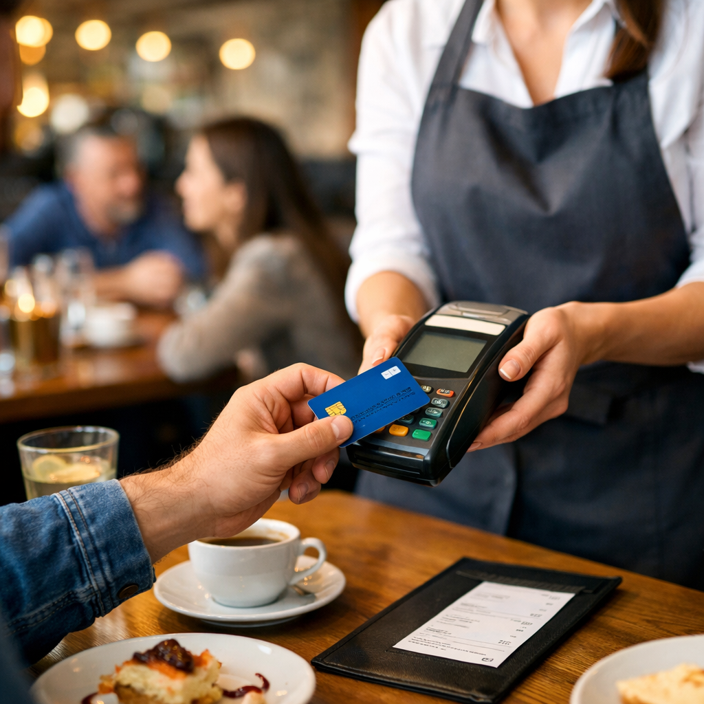 Person Paying Bill at Restaurant