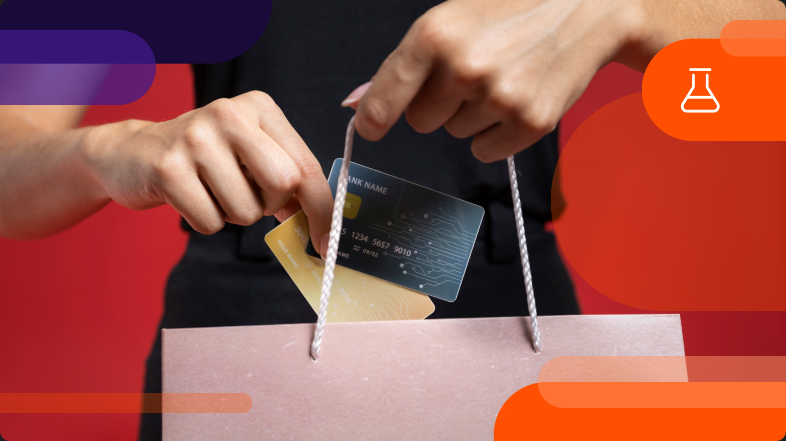 woman-putting-credit-card-shopping-bag