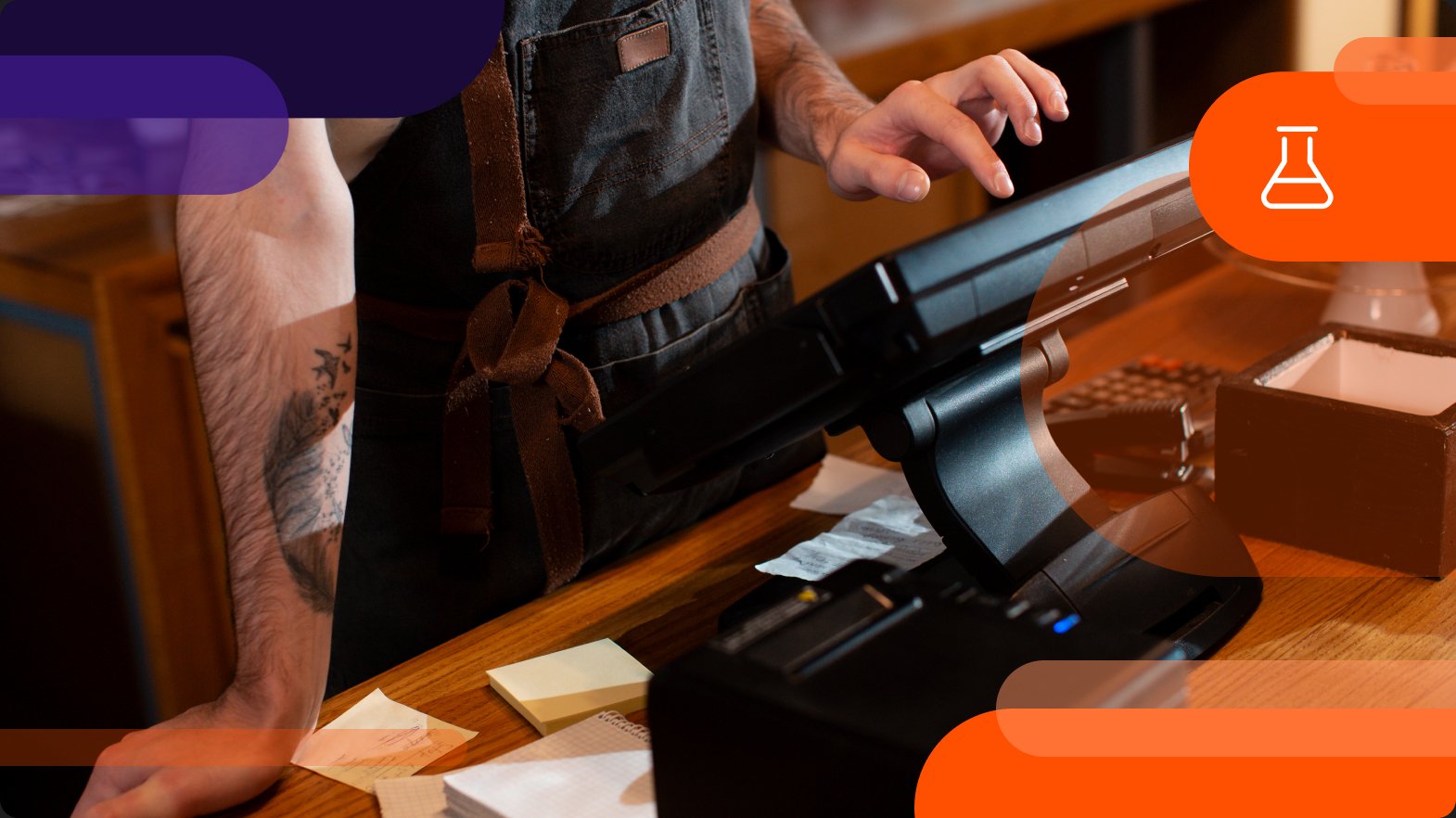 man working at cash register