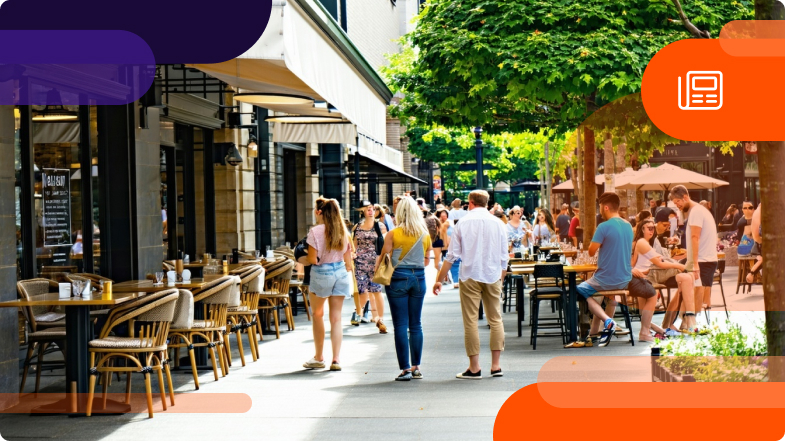 Local tourists browsing through stores and using loyalty program software