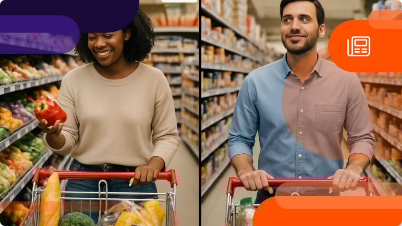 Two customers shopping using loyalty program discounts