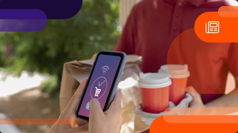 Using smartphone loyalty program app to purchase coffee 