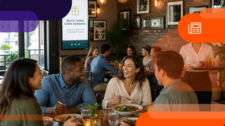 Guests dining at a restaurant using customer data from DataCandy loyalty program