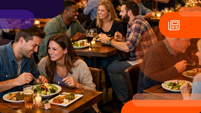 People eating at a restaurant using a loyalty program