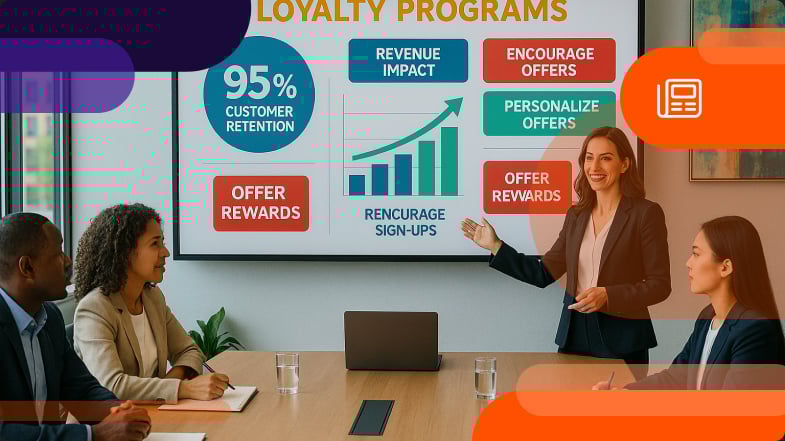 Woman presenting on Loyalty program 